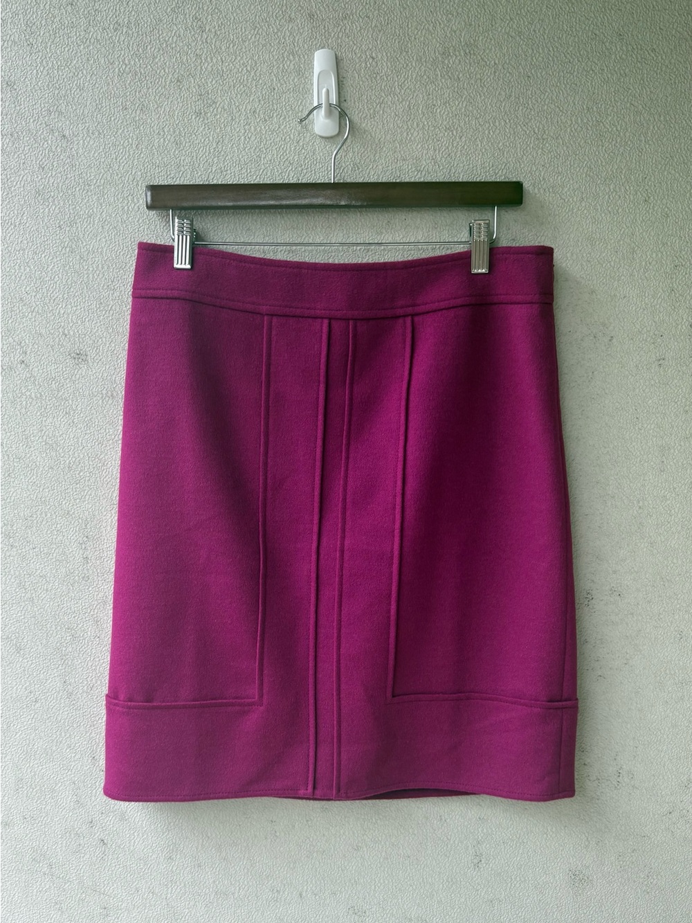 Ann Taylor Wool Rabbit Hair Pencil Skirt Magenta Plum Piped Size 6